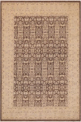handmade Transitional Kafkaz Brown Beige Hand Knotted RECTANGLE 100% WOOL area rug 9 x 12